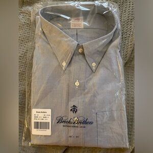 Brooks Brothers button down shirt Oxford 18 34 Blue